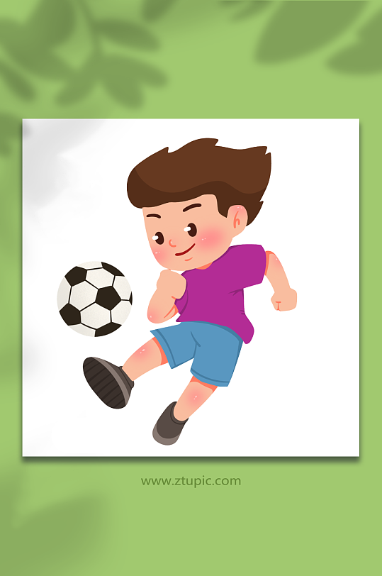 踢足球可爱儿童运动人物元素插画
