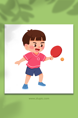 乒乓球可爱儿童运动人物元素插画