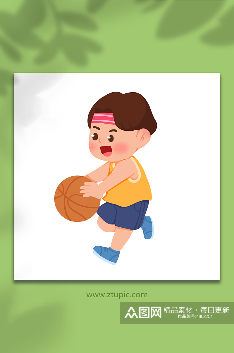 篮球可爱儿童运动人物元素插画素材