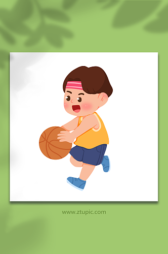 篮球可爱儿童运动人物元素插画