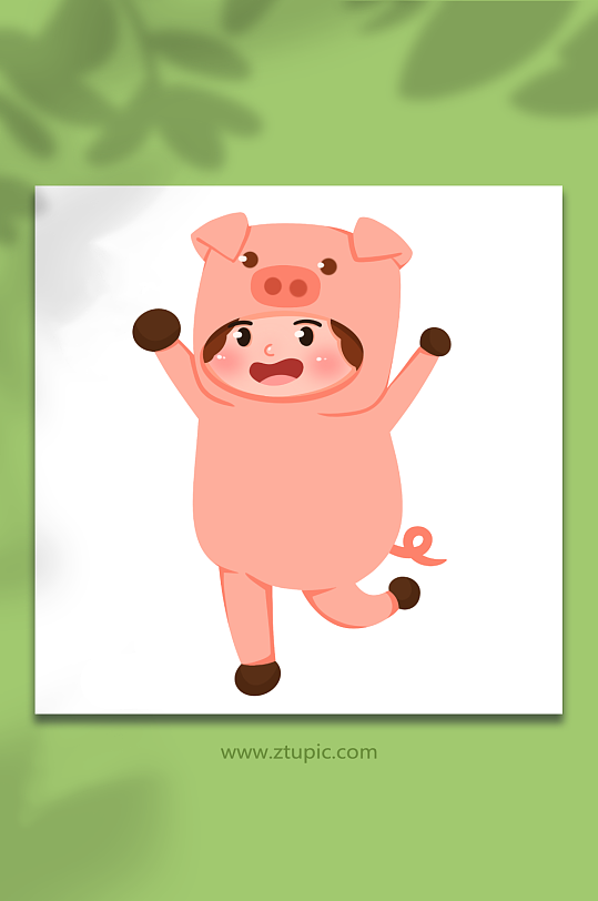 小猪手绘儿童节人物元素插画