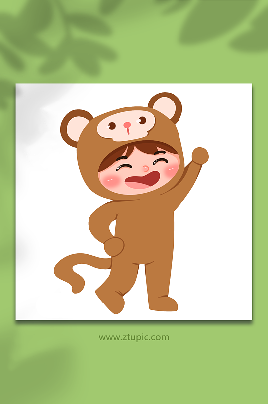 小猴子手绘儿童节人物元素插画