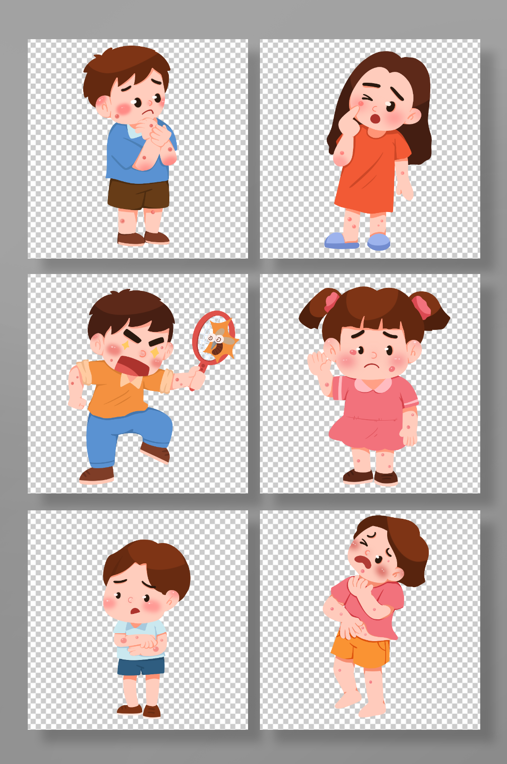 卡通预防蚊虫叮咬元素插画素材