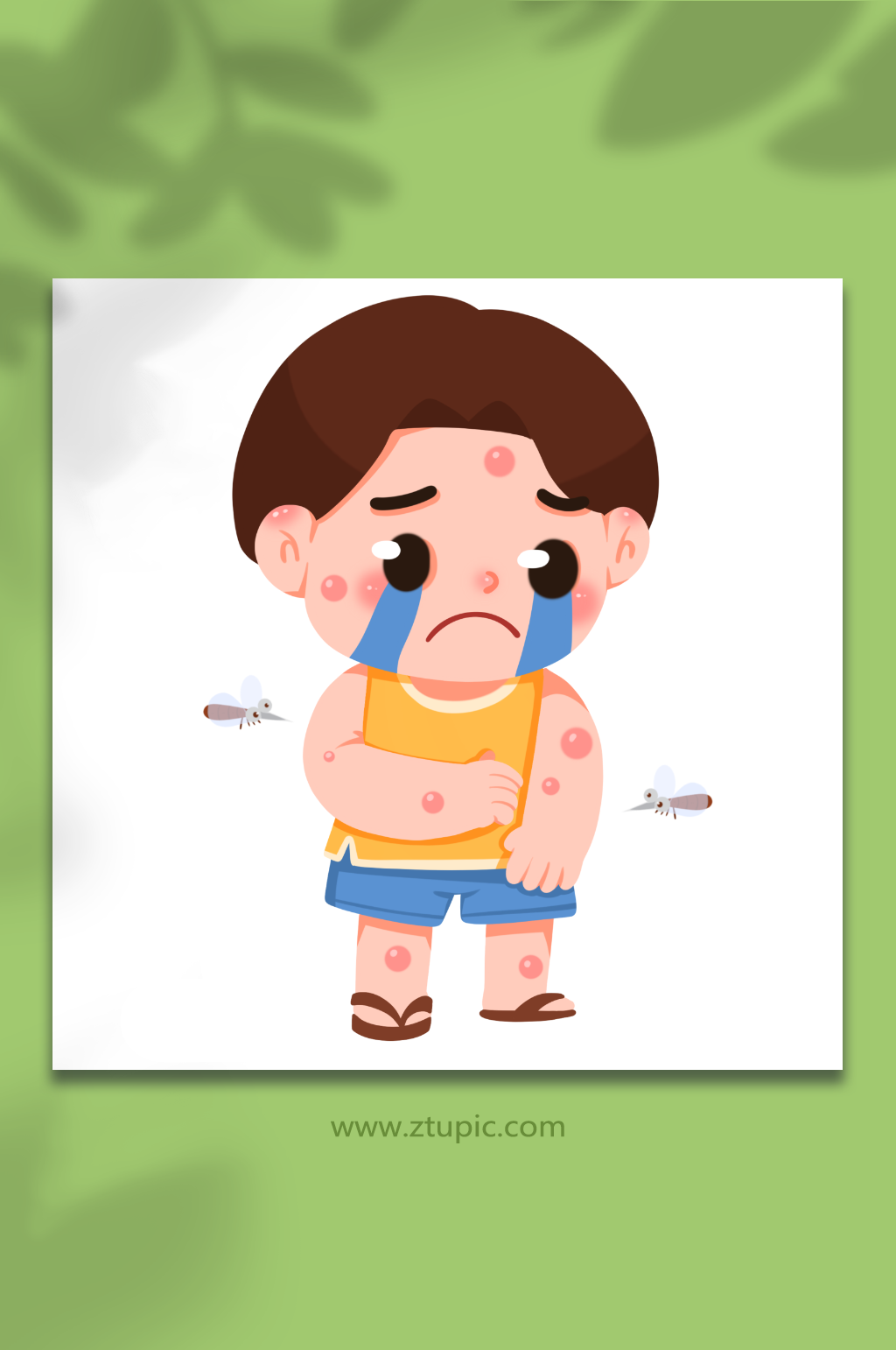 难过可爱预防蚊虫叮咬元素插画素材