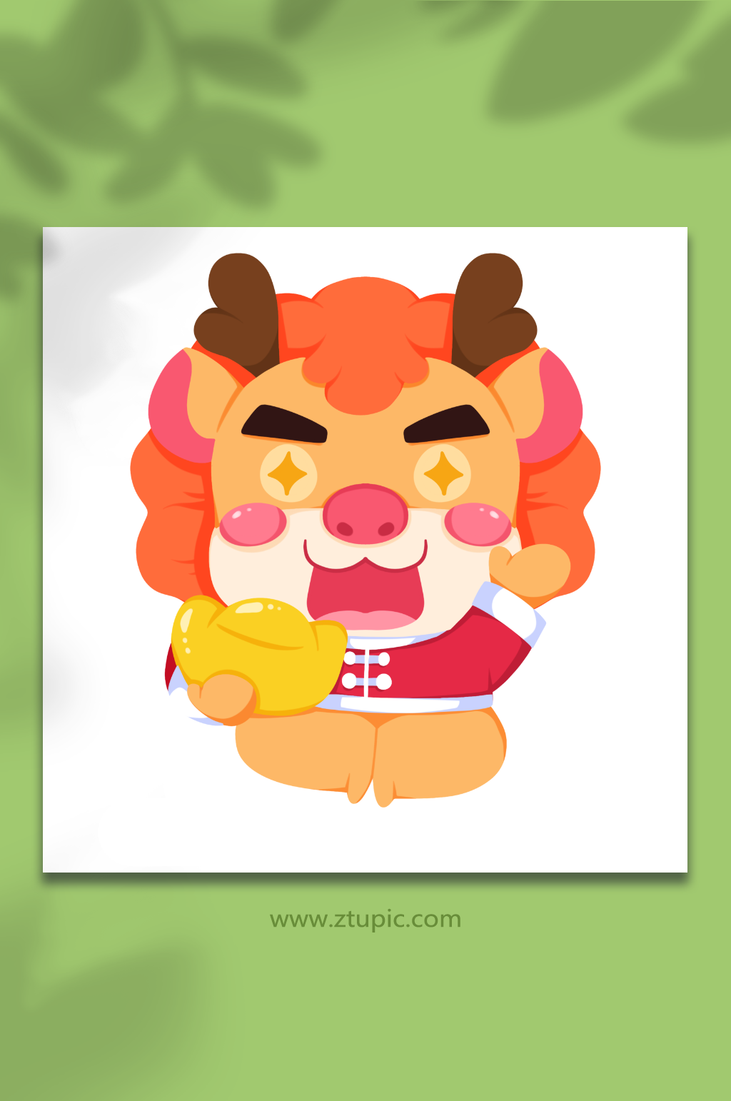 发财可爱手绘春节龙年人物元素插画素材