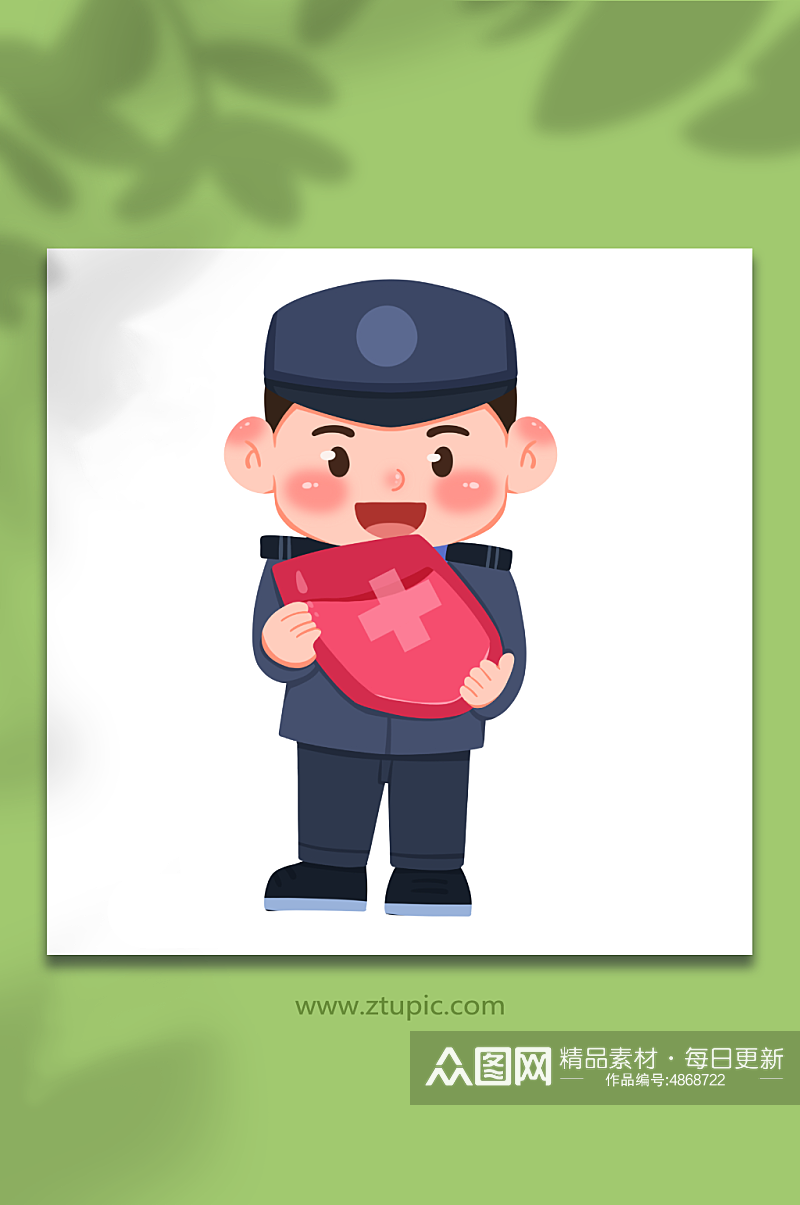 警务爱心献血人物元素插画素材