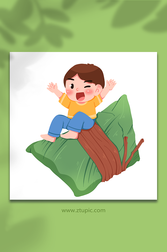 端午粽卡通端午節(jié)人物元素插畫