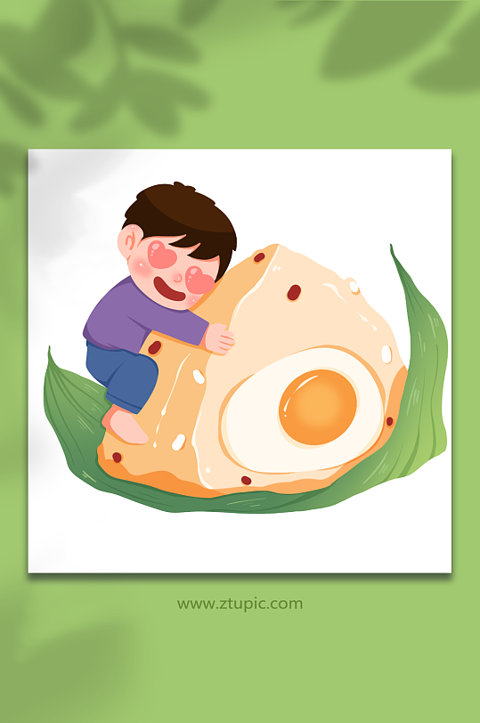 蛋黃卡通端午節(jié)人物元素插畫