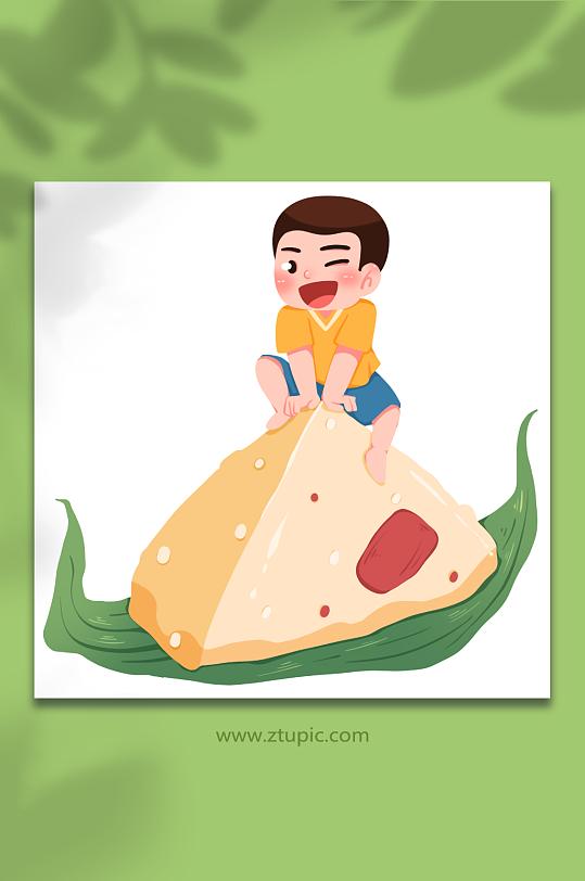 登高卡通端午節(jié)人物元素插畫