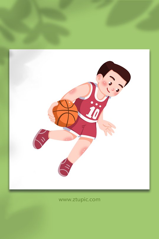 运球卡通打篮球运动人物元素插画