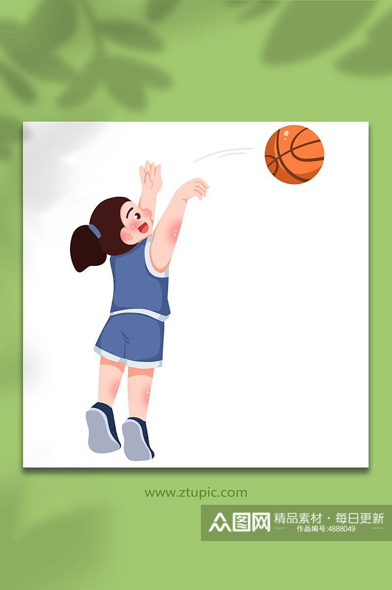 投篮卡通打篮球运动人物元素插画素材