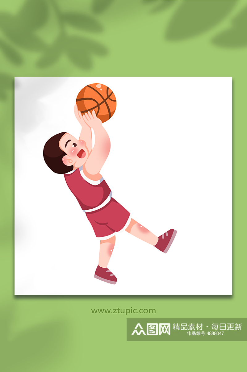 后仰卡通打篮球运动人物元素插画素材
