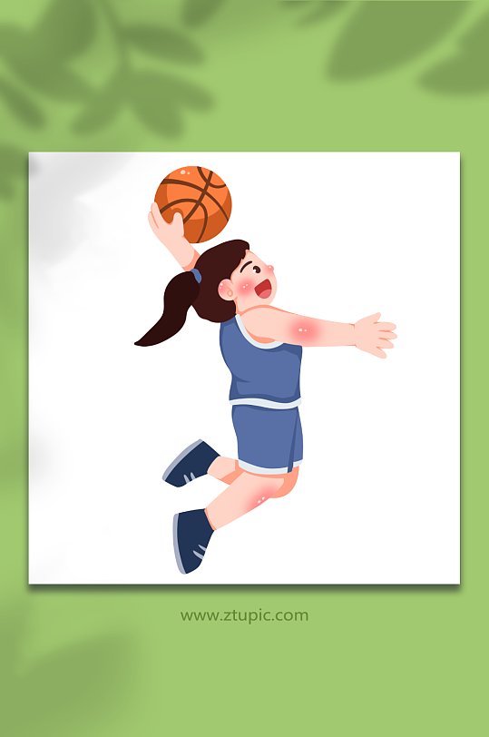 灌篮卡通打篮球运动人物元素插画