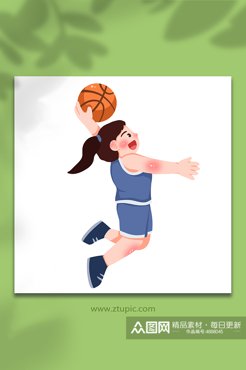 灌篮卡通打篮球运动人物元素插画素材