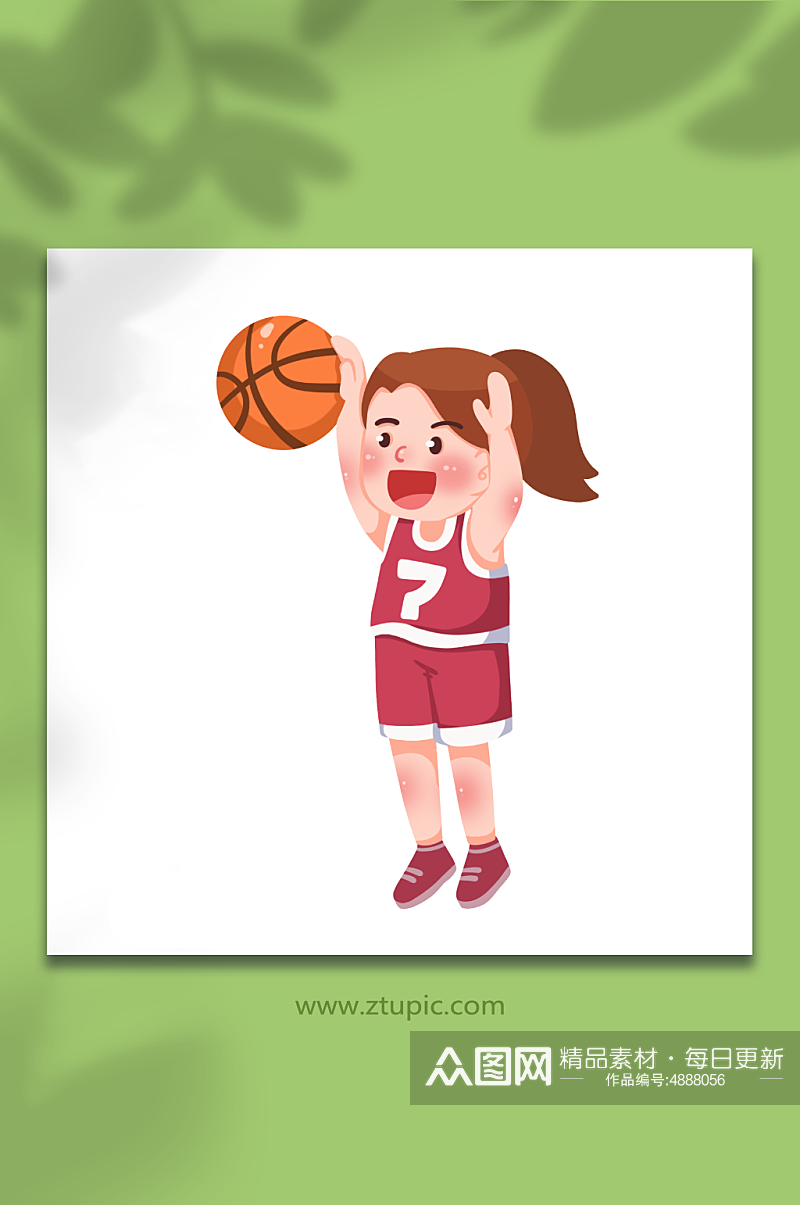投手绘打篮球运动人物元素插画素材