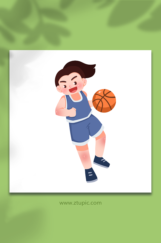 带球手绘打篮球运动人物元素插画
