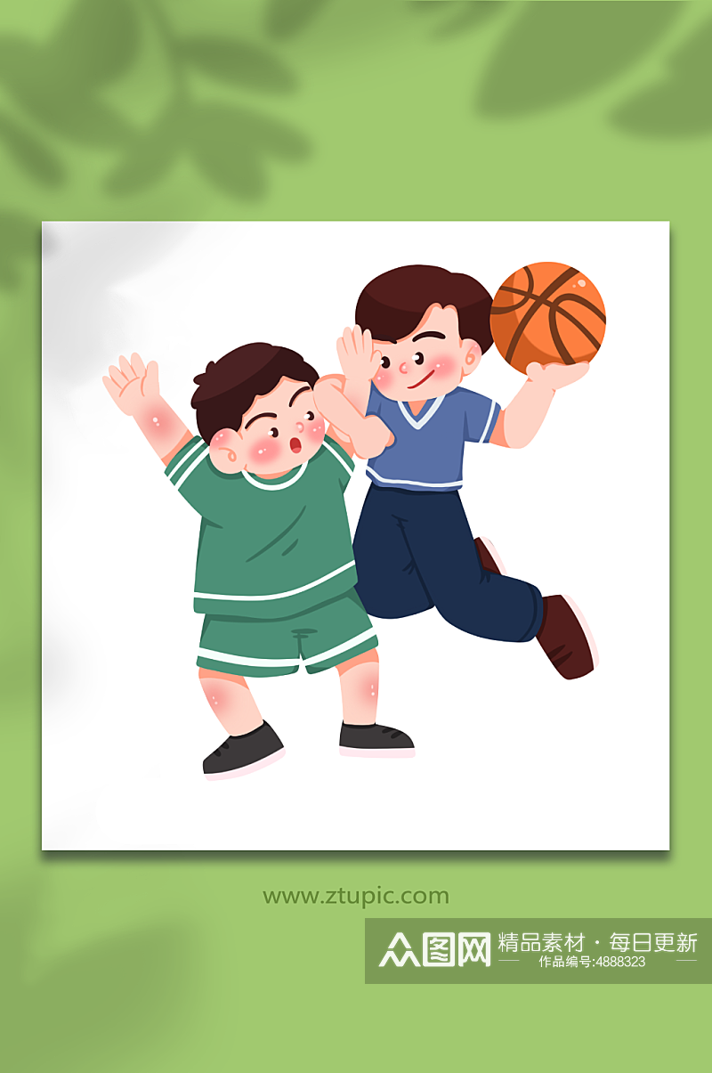 碰撞双人打篮球运动人物元素插画素材