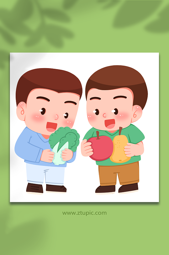 吃蔬果卡通慢性咽喉炎疾病医疗插画