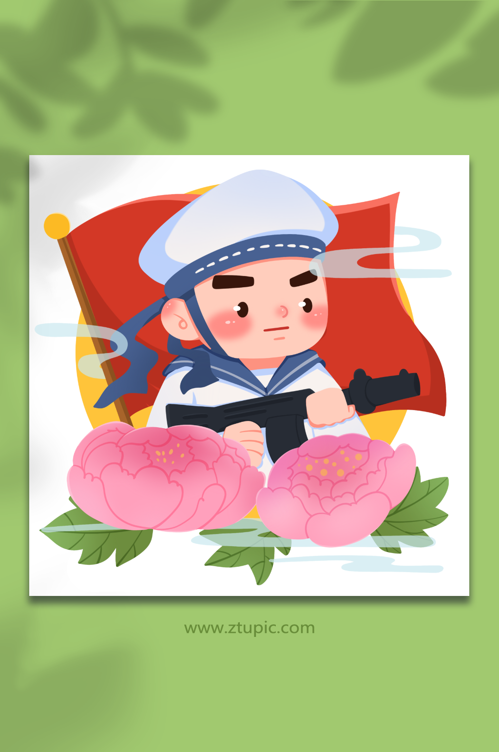 海軍手繪海陸空部隊(duì)軍人愛國插畫素材