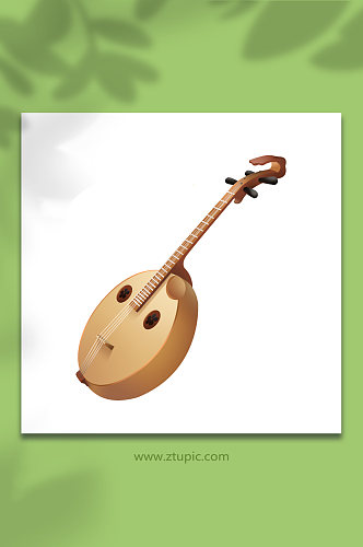 月琴中国风古典传统乐器插画