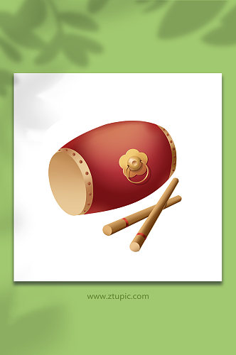腰鼓中国风传统乐器插画