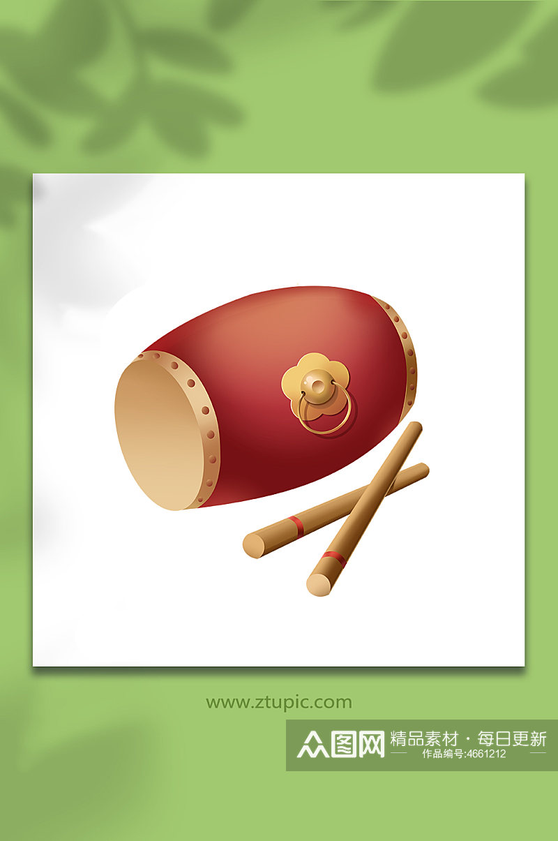 腰鼓中国风传统乐器插画素材