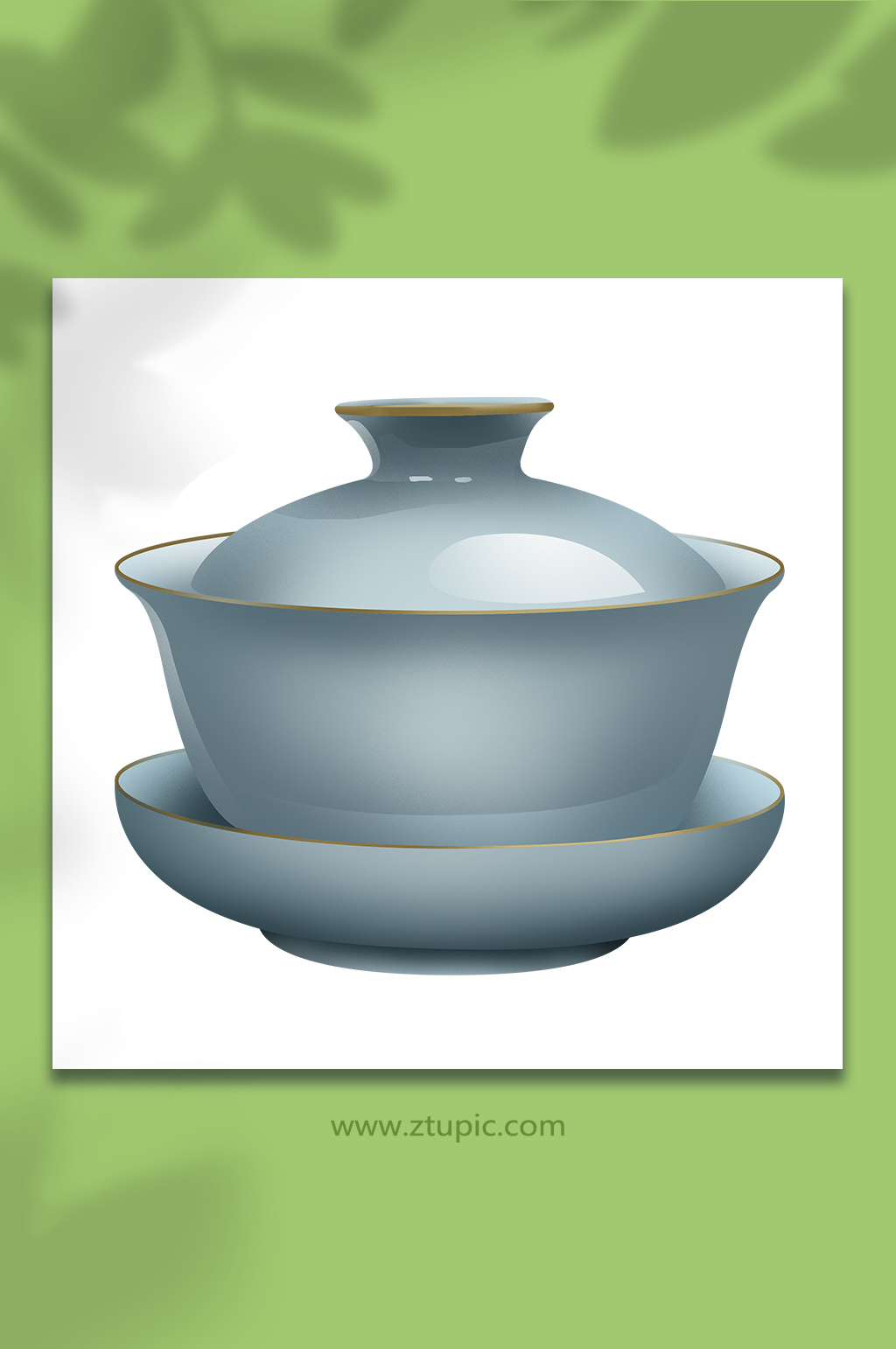 盖碗瓷器茶杯中式茶道茶具插画