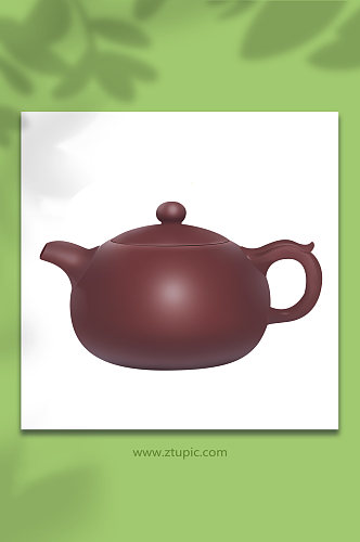 紫砂壶茶壶中式茶道茶具插画