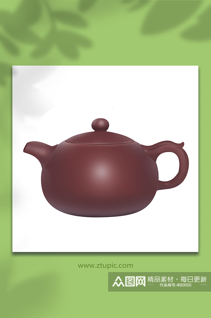 紫砂壶茶壶中式茶道茶具插画素材