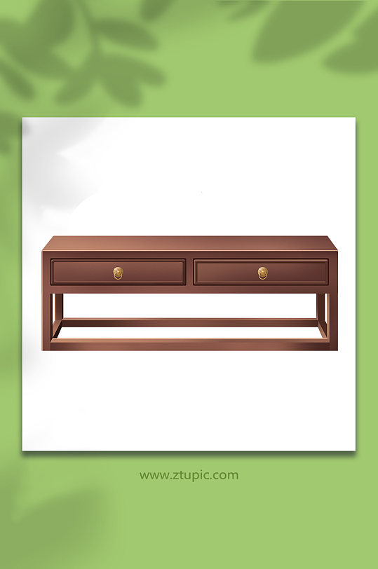 中式茶几古典木质家具物品元素插画-众图网