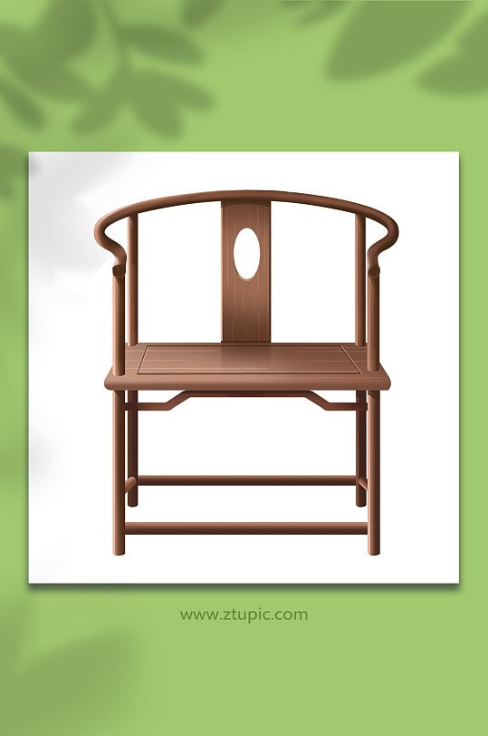 中式椅子太师椅古典木质家具物品元素插画