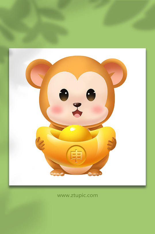 卡通可爱猴子素材立即下载大象老虎狐狸猴子松鼠插画元素设计部队大气