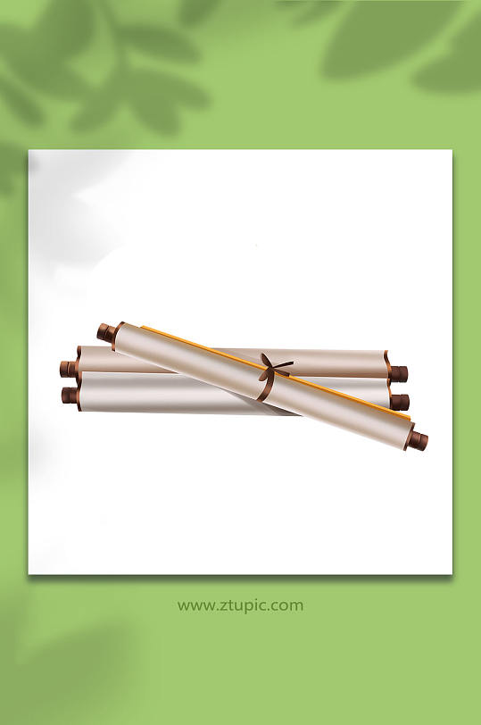 画轴画卷古画琴棋书画物品元素插画-众图网