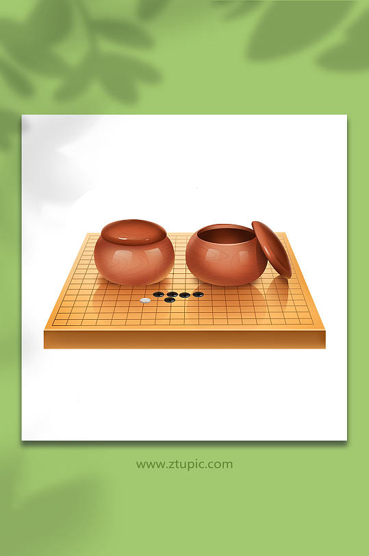 棋盘围棋棋盘棋子琴棋书画物品元素插画