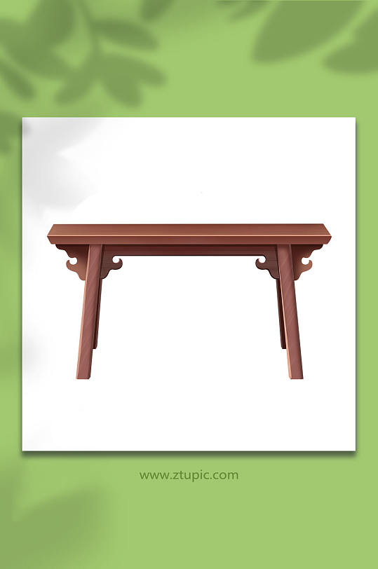 长凳条凳中式古典木质家具物品元素插画