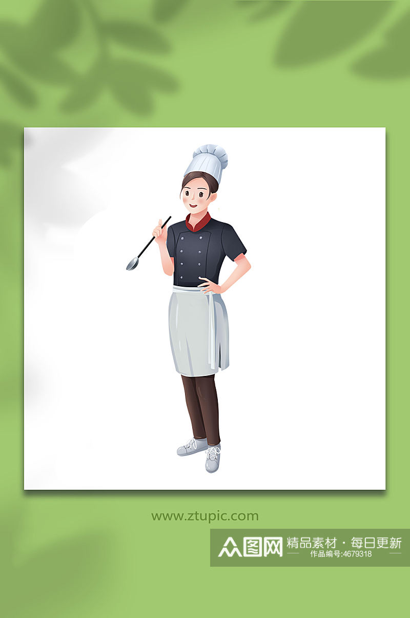 带围裙的女厨师人物插画素材