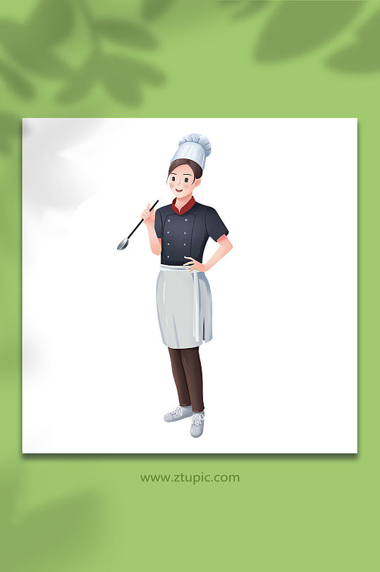 带围裙的女厨师人物插画