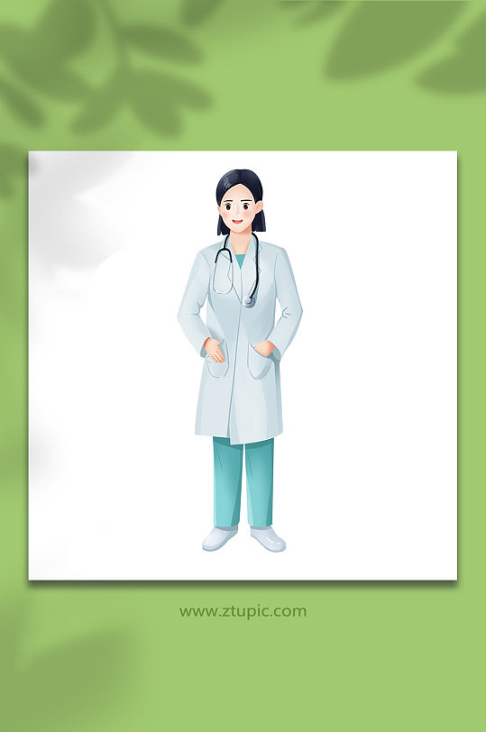 带听诊器的女医生人物插画-众图网