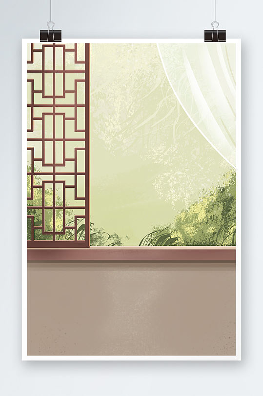 古风古典传统中式窗花家居背景