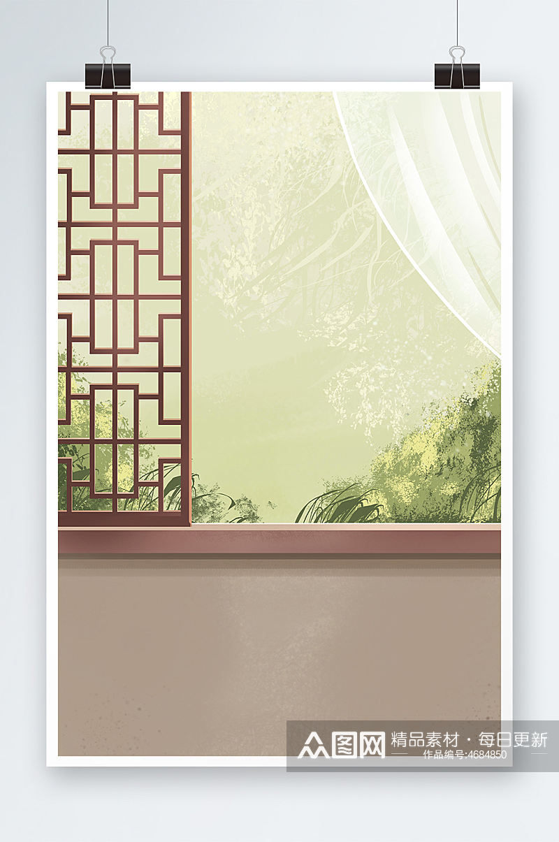 古风古典传统中式窗花家居背景素材