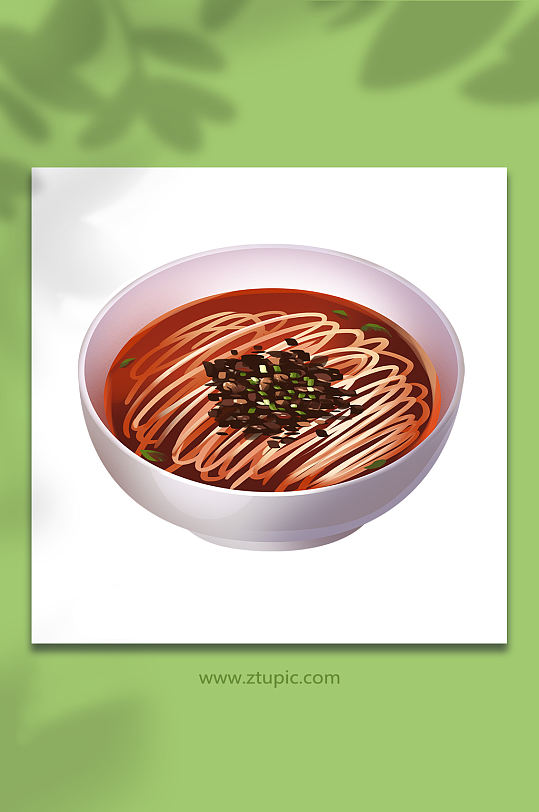 手绘担担面成都特色美食元素插画-众图网
