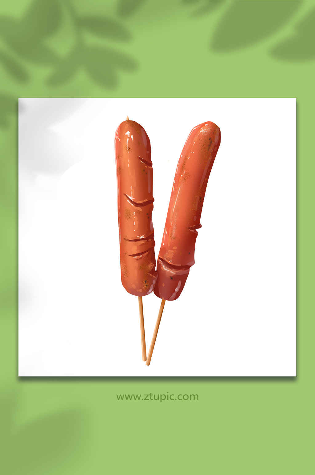 烤肠烧烤串串美食元素插画素材