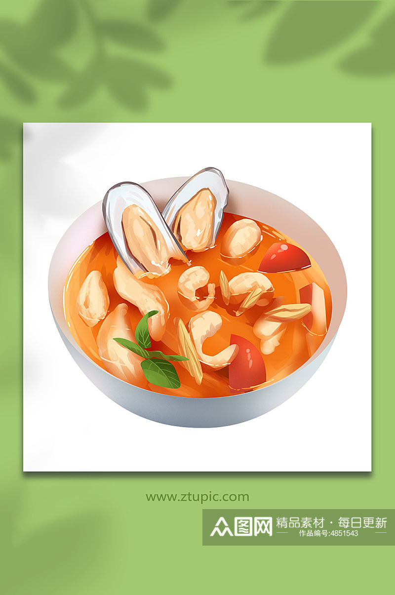越南海鲜酸汤越南特色美食元素插画素材