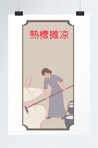 简笔画酒文化古代酿酒元素插画