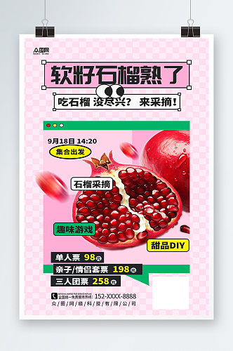 简洁软籽石榴水果宣传海报