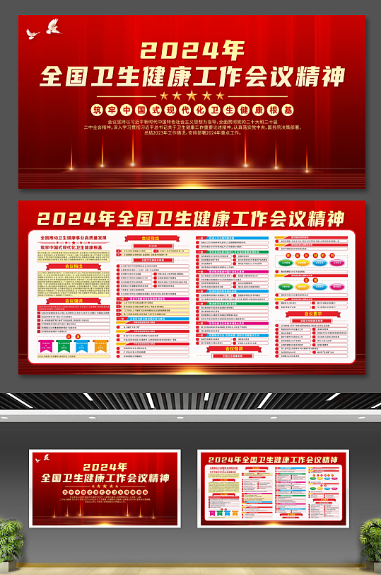 2024年全国卫生健康工作会议精神展板-众图网