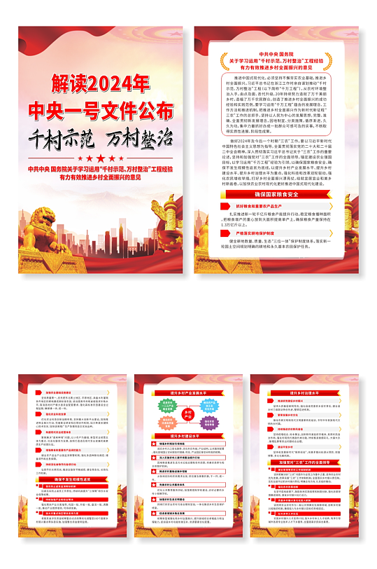 2024年中央一号文件精神党建展板素材下载-众图网
