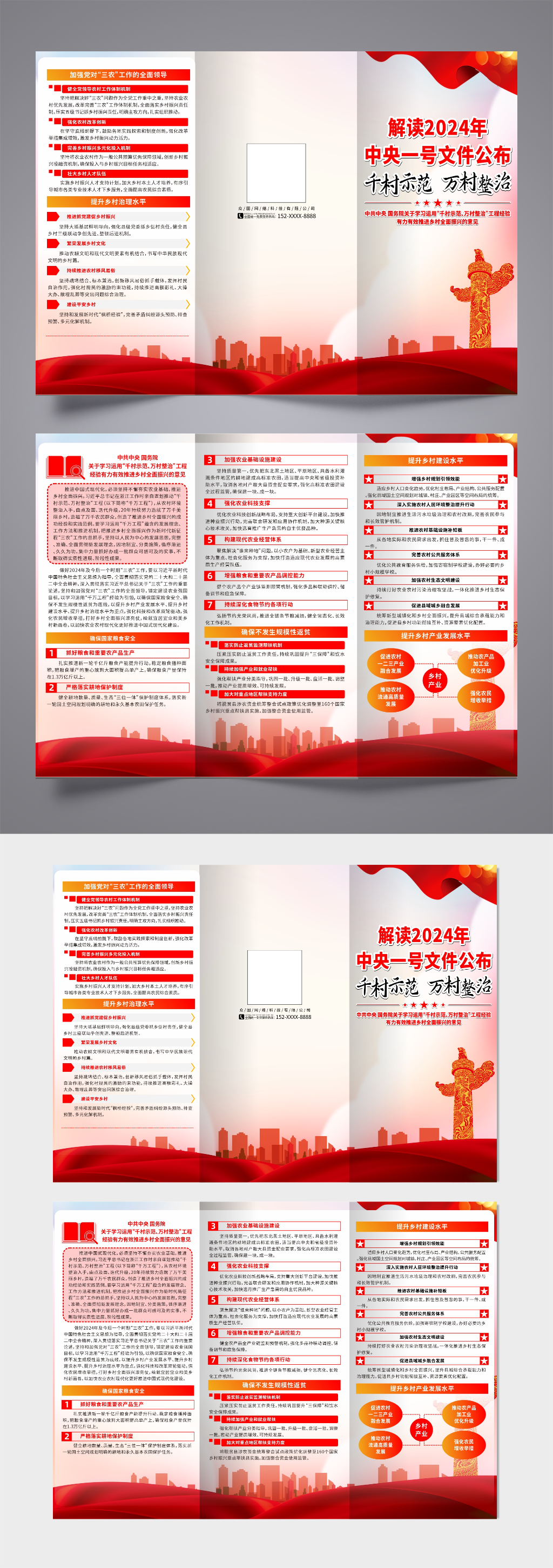 2024中央一号文件精神党建三折页素材