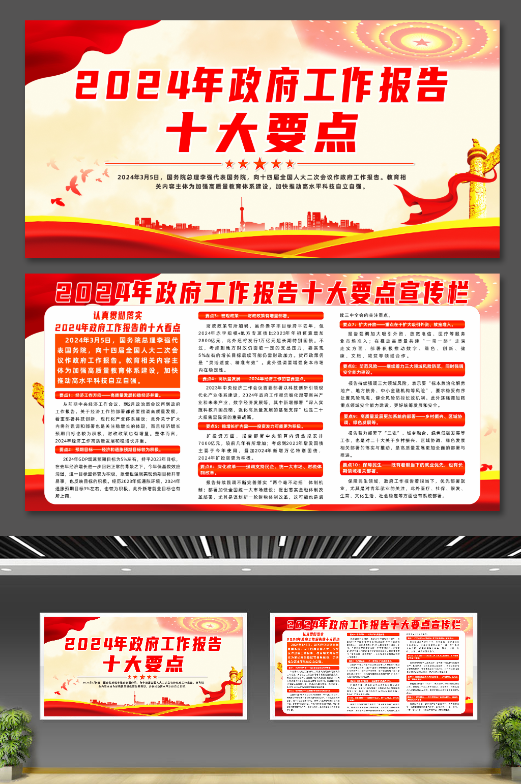 2024年政府工作报告的十大看点宣传展板素材