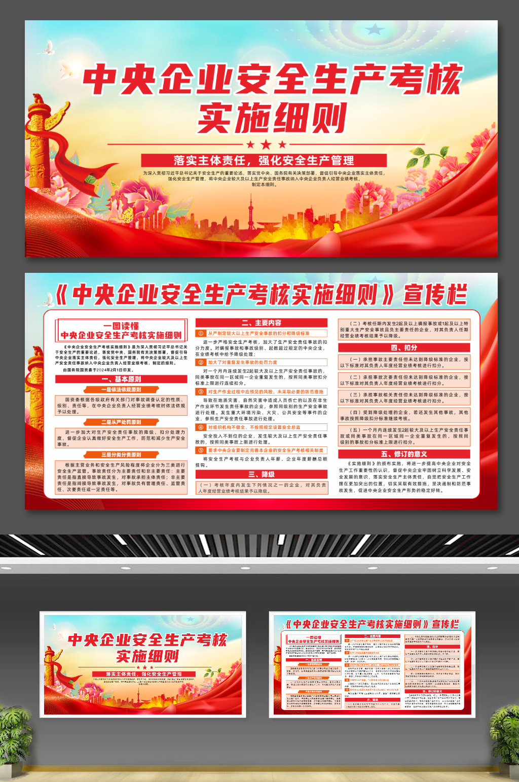 中央企业安全生产考核实施细则党建展板素材